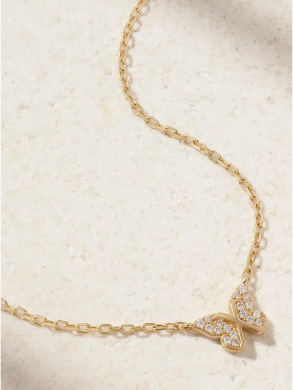 FoundRae Butterfly 18-karat Gold Diamond Necklace