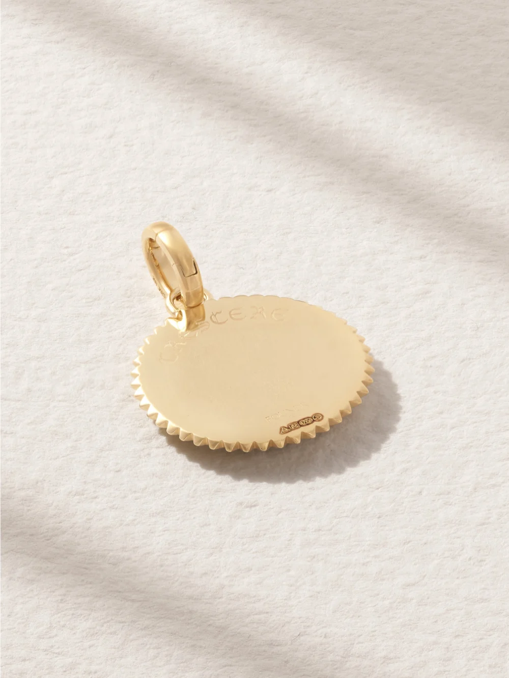 Back view of the FoundRae Crescent 18-karat Gold, Diamond and Enamel Pendant