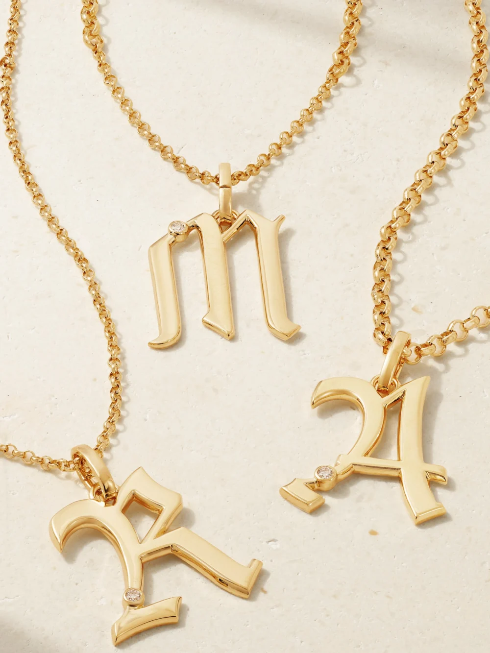 Back view of the FoundRae Initials 18-karat Gold Diamond Pendant