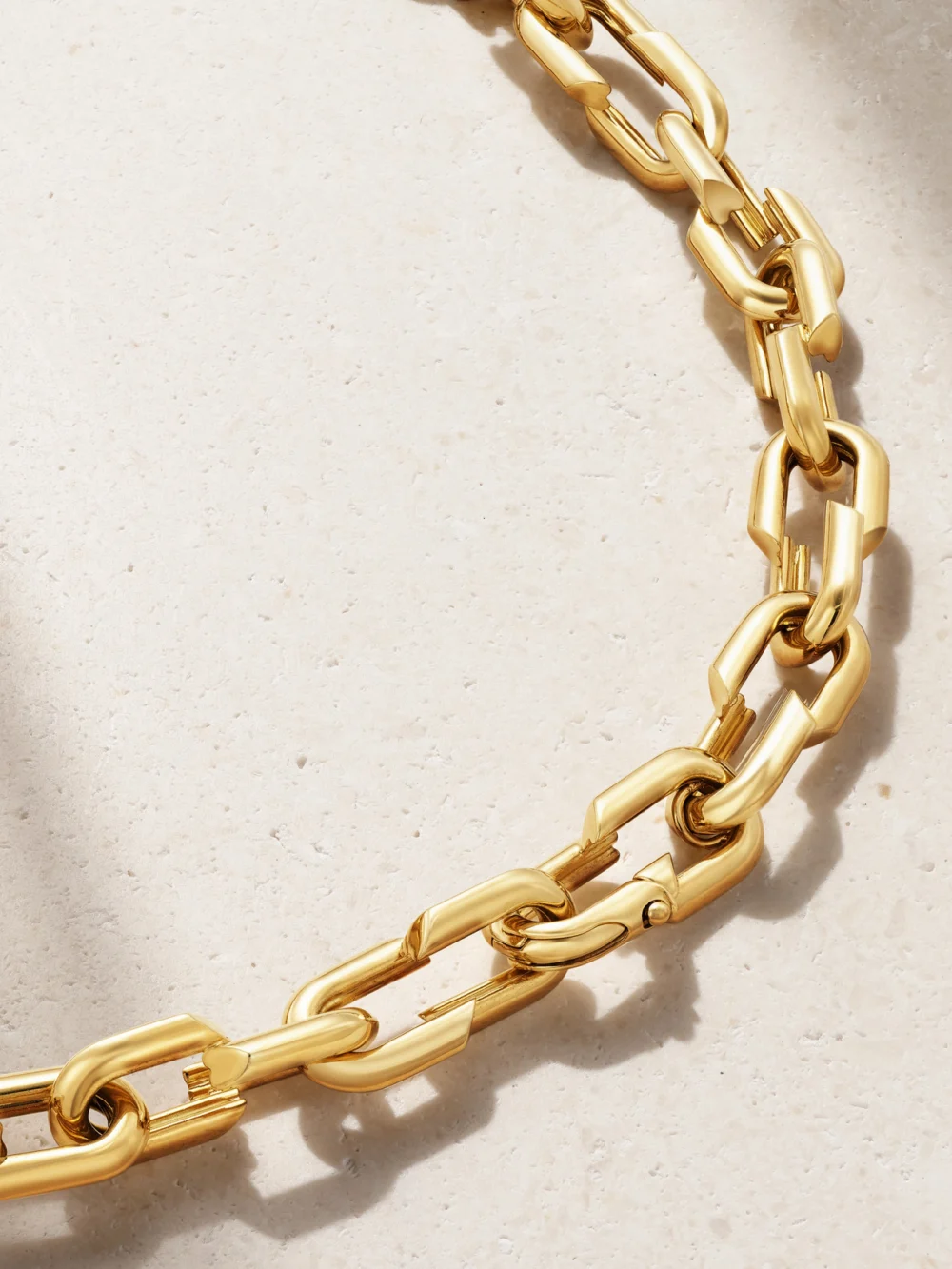 Close-up detail of the FoundRae Medium Strong Hearts 18-karat Gold Necklace