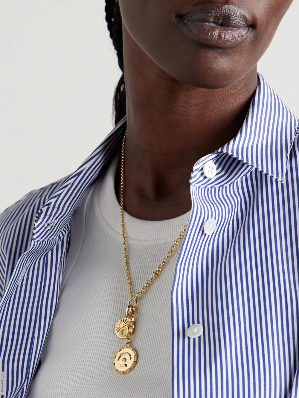 FoundRae Pause + Balance Medium Mixed Belcher Story 18-karat Gold Diamond Necklace, styled view