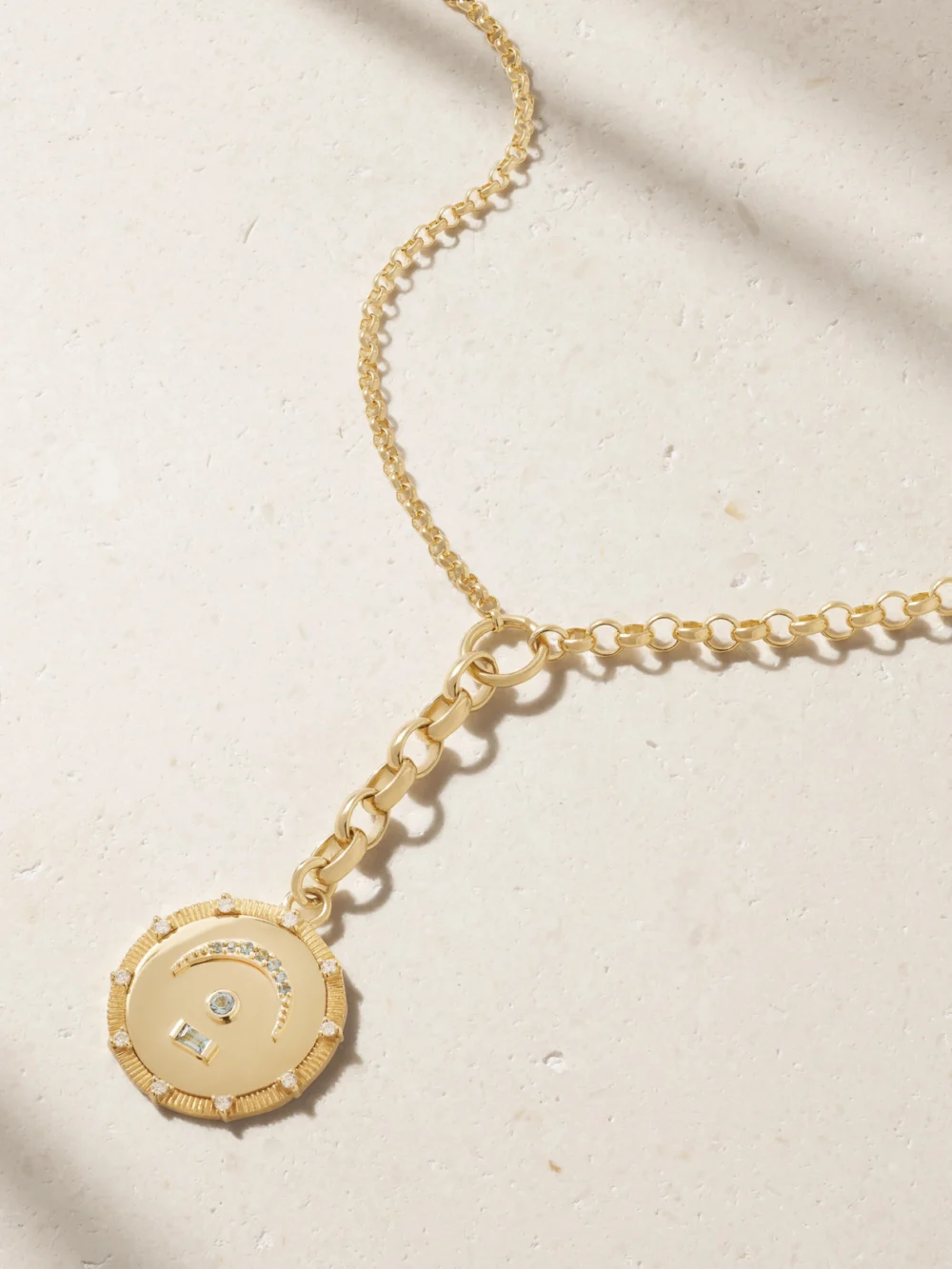 FoundRae Pause Internal Compass 18-karat Gold, Topaz and Diamond Necklace