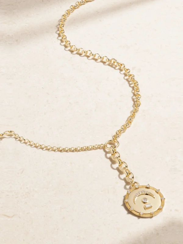 FoundRae Pause Medium Mixed Belcher Extension 18-karat Gold Diamond Necklace