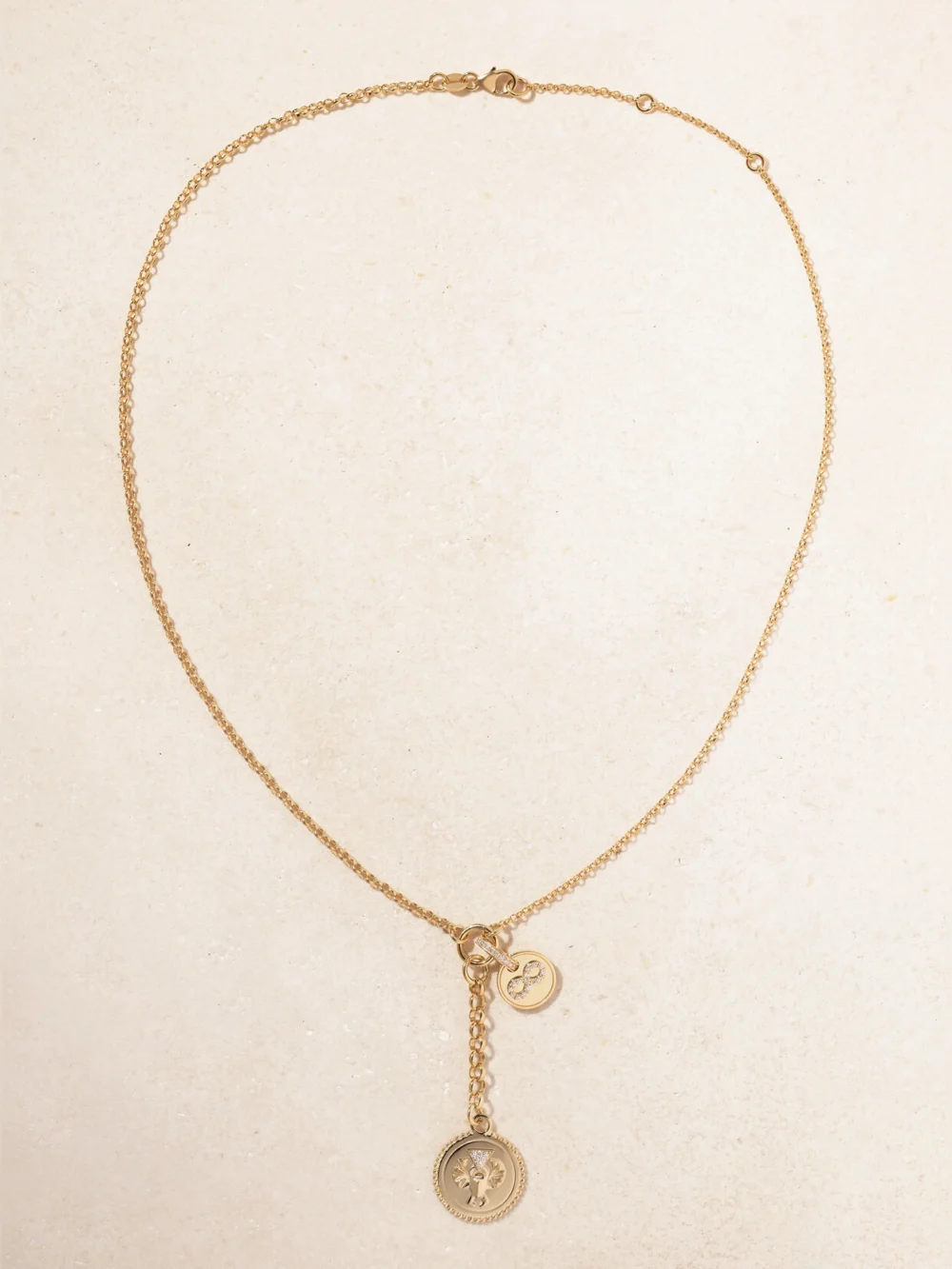 FoundRae Protection and Karma 18-karat Gold Diamond Necklace