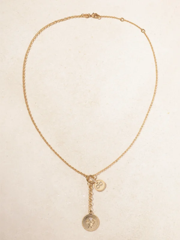 FoundRae Protection and Karma 18-karat Gold Diamond Necklace