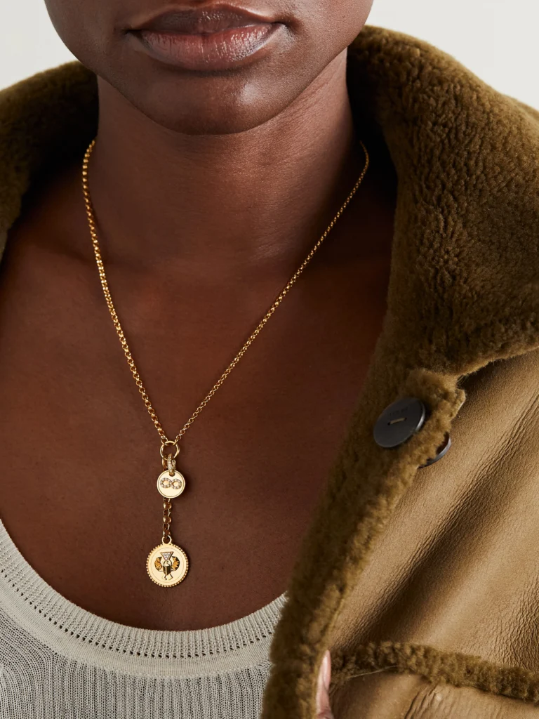 FoundRae Protection and Karma 18-karat Gold Diamond Necklace