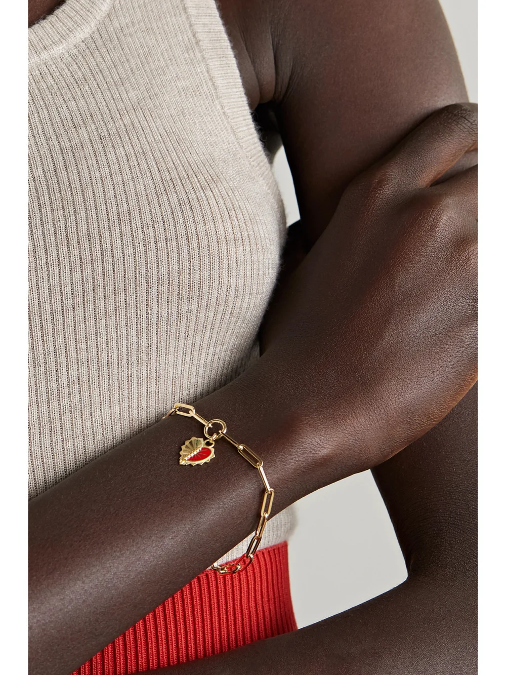 FoundRae Reflection 18-karat Gold Enamel Bracelet, styled view