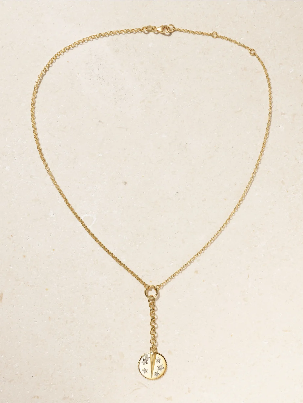Close-up detail of the FoundRae Resilience 18-karat Recycled Gold Diamond Necklace