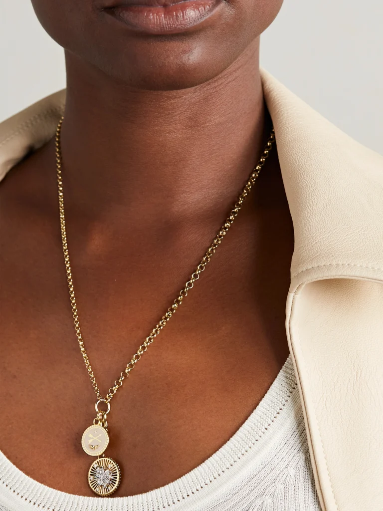 FoundRae Resilience and Passion 18-karat Gold, Enamel and Diamond Necklace