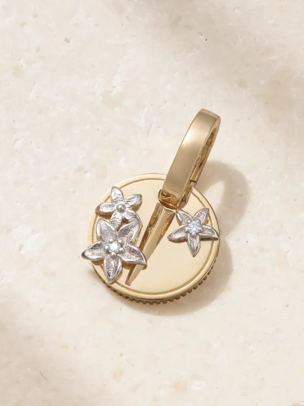 FoundRae Resilience Mini Coin 18-karat Gold Diamond Pendant