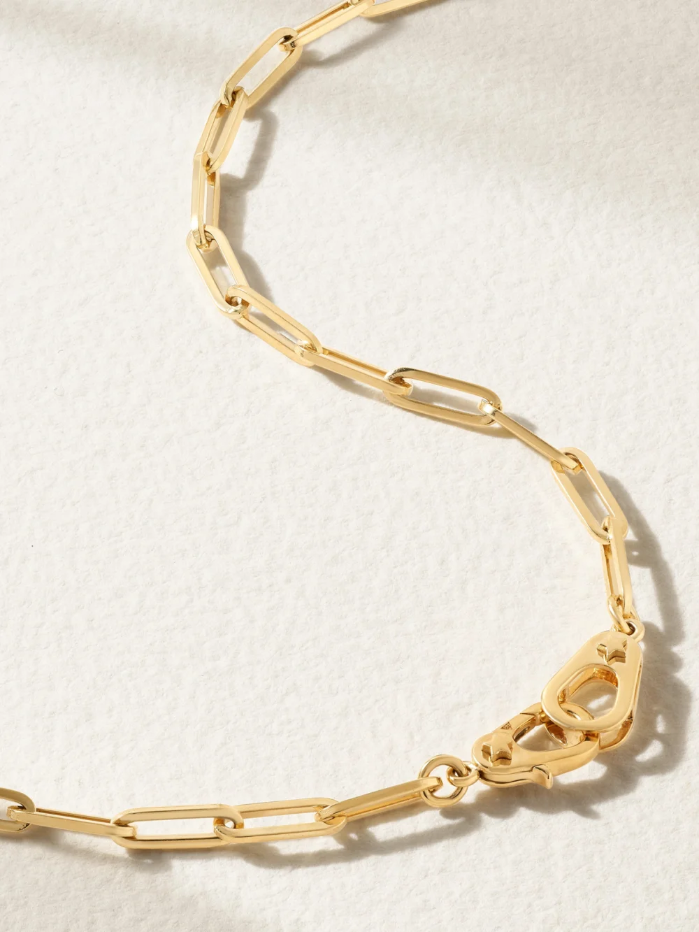 Close-up detail of the FoundRae Sister Hook 18-karat Gold Necklace