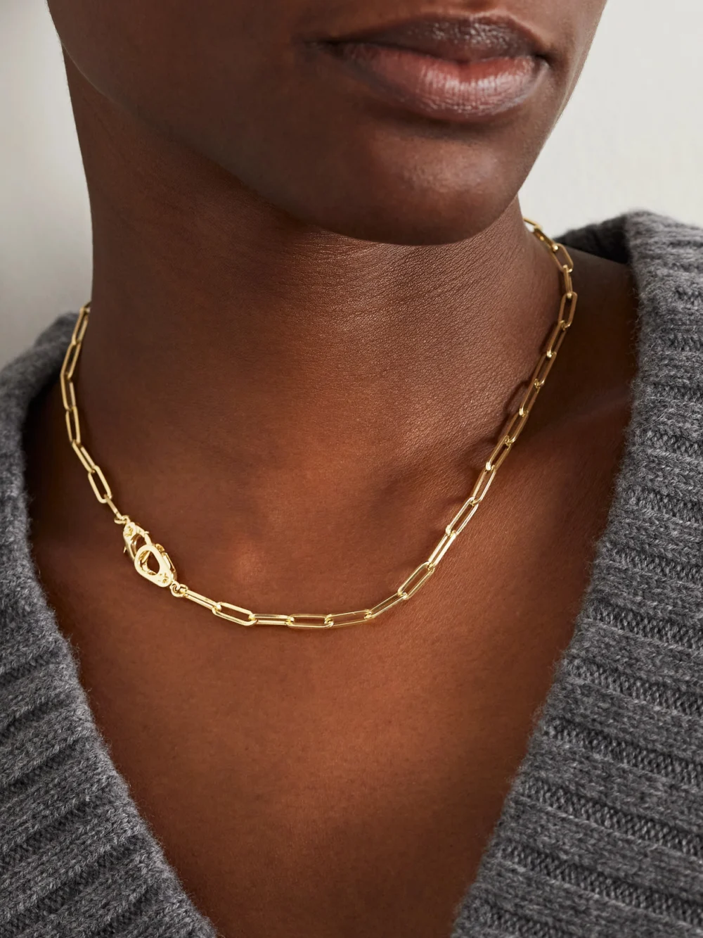 FoundRae Sister Hook 18-karat Gold Necklace, styled view