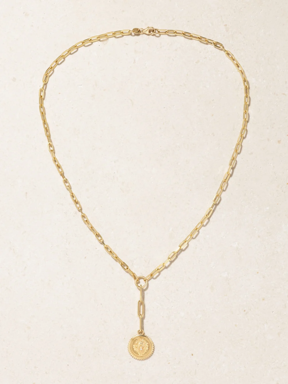 Close-up detail of the FoundRae Strength 18-karat Recycled Gold Diamond Necklace
