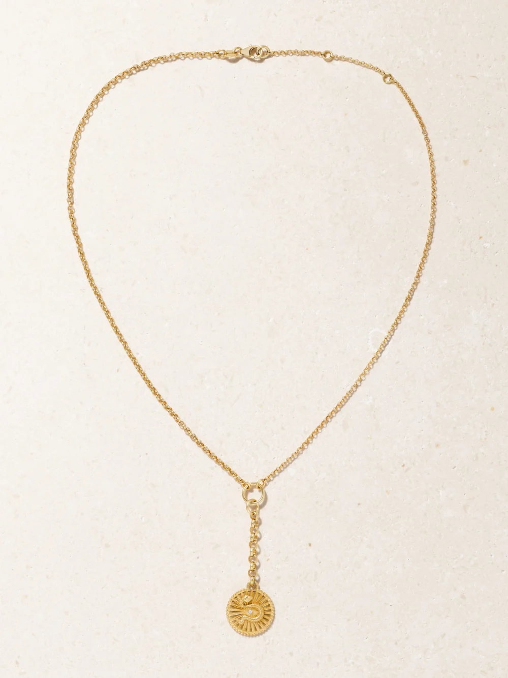 Close-up detail of the FoundRae Wholeness 18-karat Recycled Gold Diamond Necklace