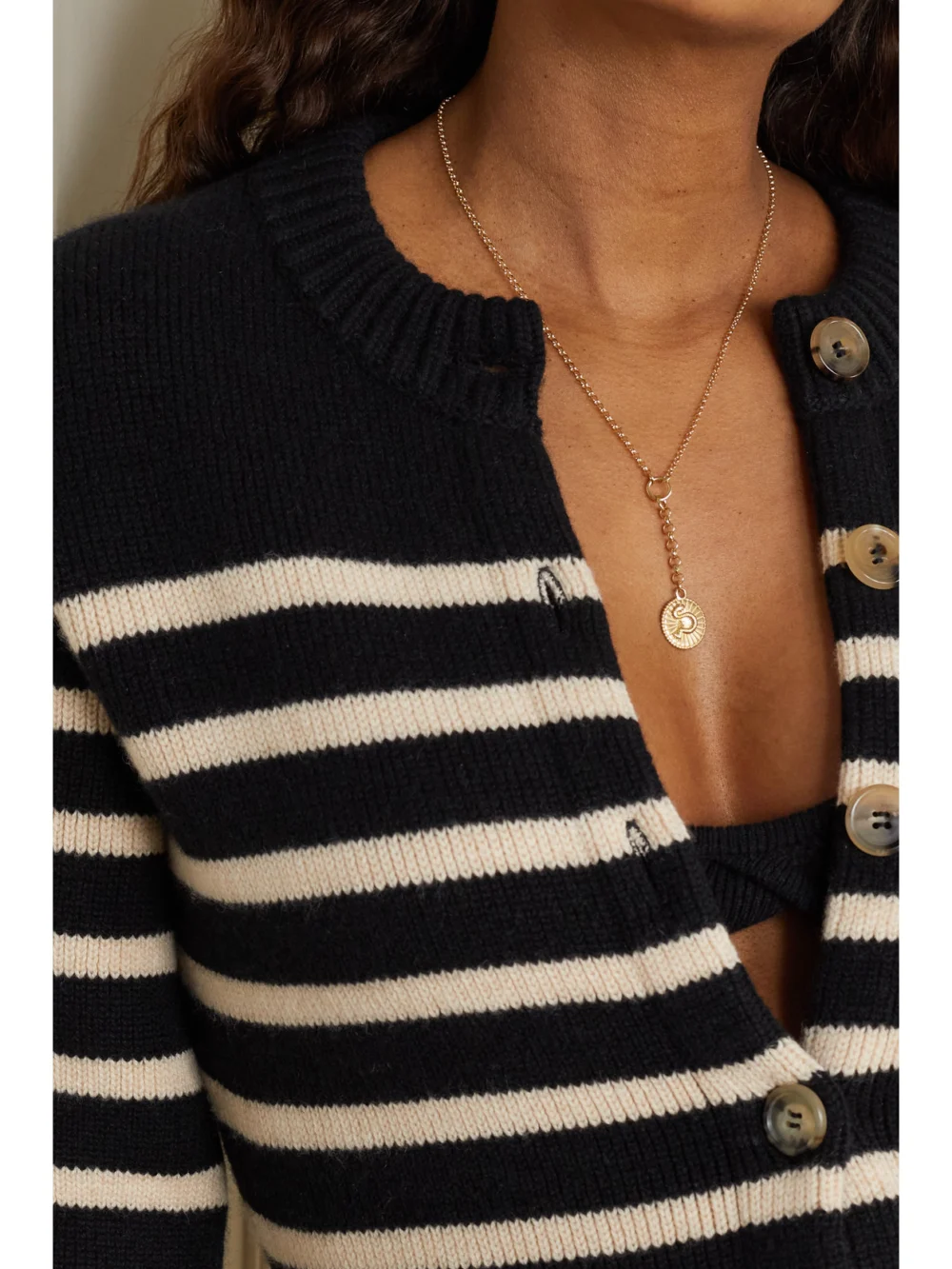 FoundRae Wholeness 18-karat Recycled Gold Diamond Necklace, styled view