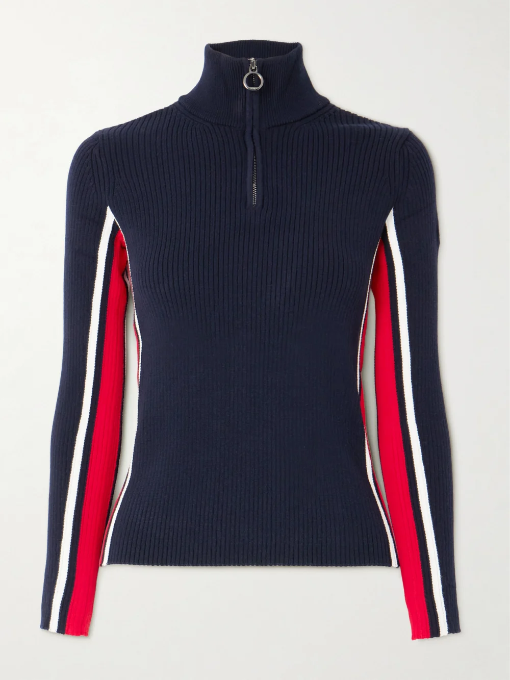 Fusalp Deltanao Striped Ribbed-knit Half-zip Sweater in navy