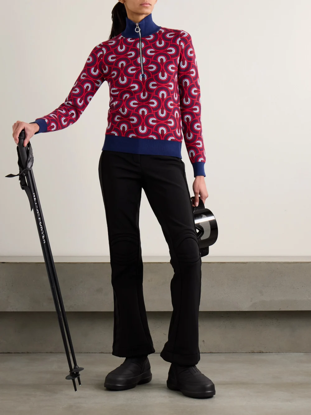 Fusalp Jacquard-knit Half-zip Sweater, worn by a model