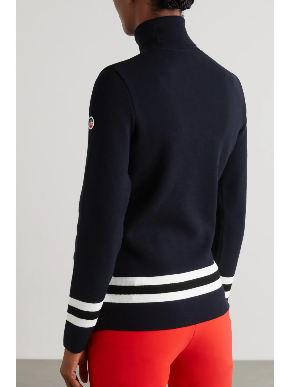 Back view of the Fusalp Judith Striped Knitted Turtleneck Sweater