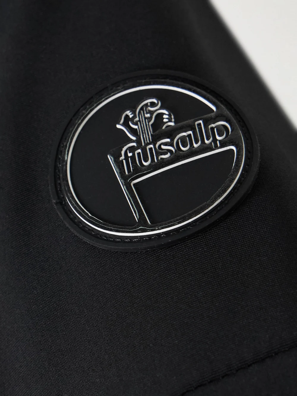 Close-up detail of the Fusalp Katarina Hooded Paneled Shell Ski Jacket