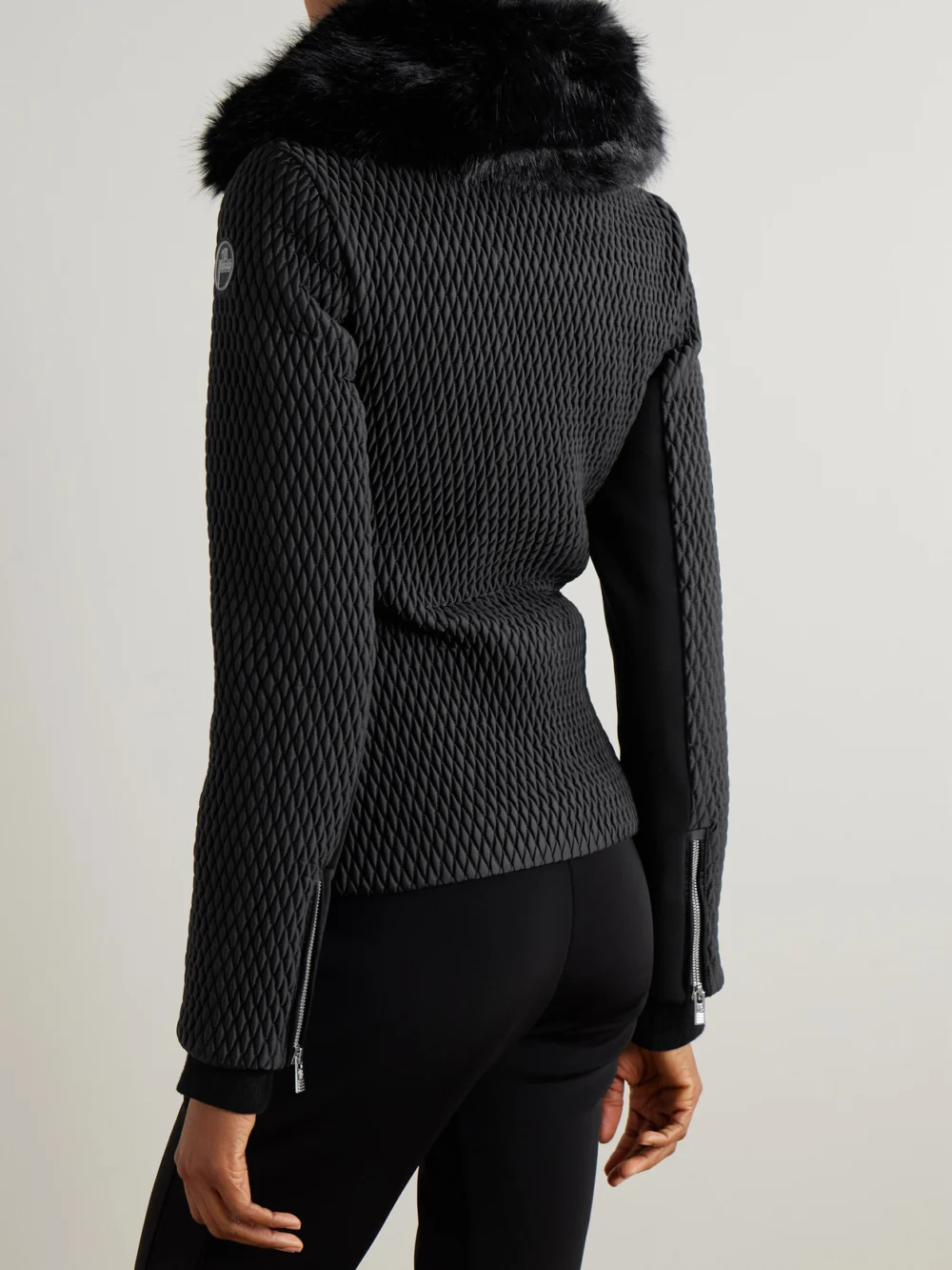 Back view of the Fusalp Montana Plush-trimmed Paneled Quilted Padded Ski Jacket