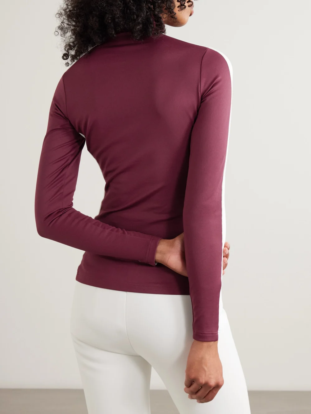 Back view of the Fusalp Negam Logo-appliquéd Striped Stretch-jersey Baselayer