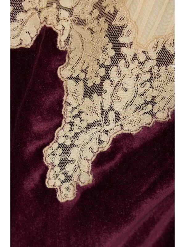 Close-up detail of the Gabriela Hearst Adolphine Organic Silk-voile and Velvet Maxi Dress