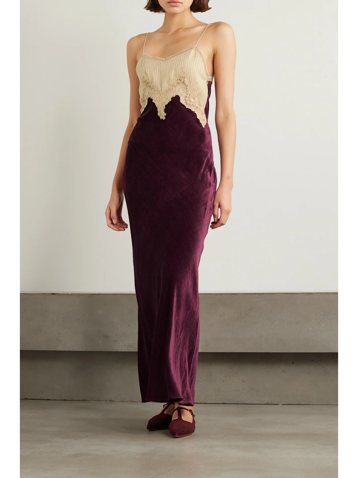 Gabriela Hearst Adolphine Organic Silk-voile and Velvet Maxi Dress, worn by a model