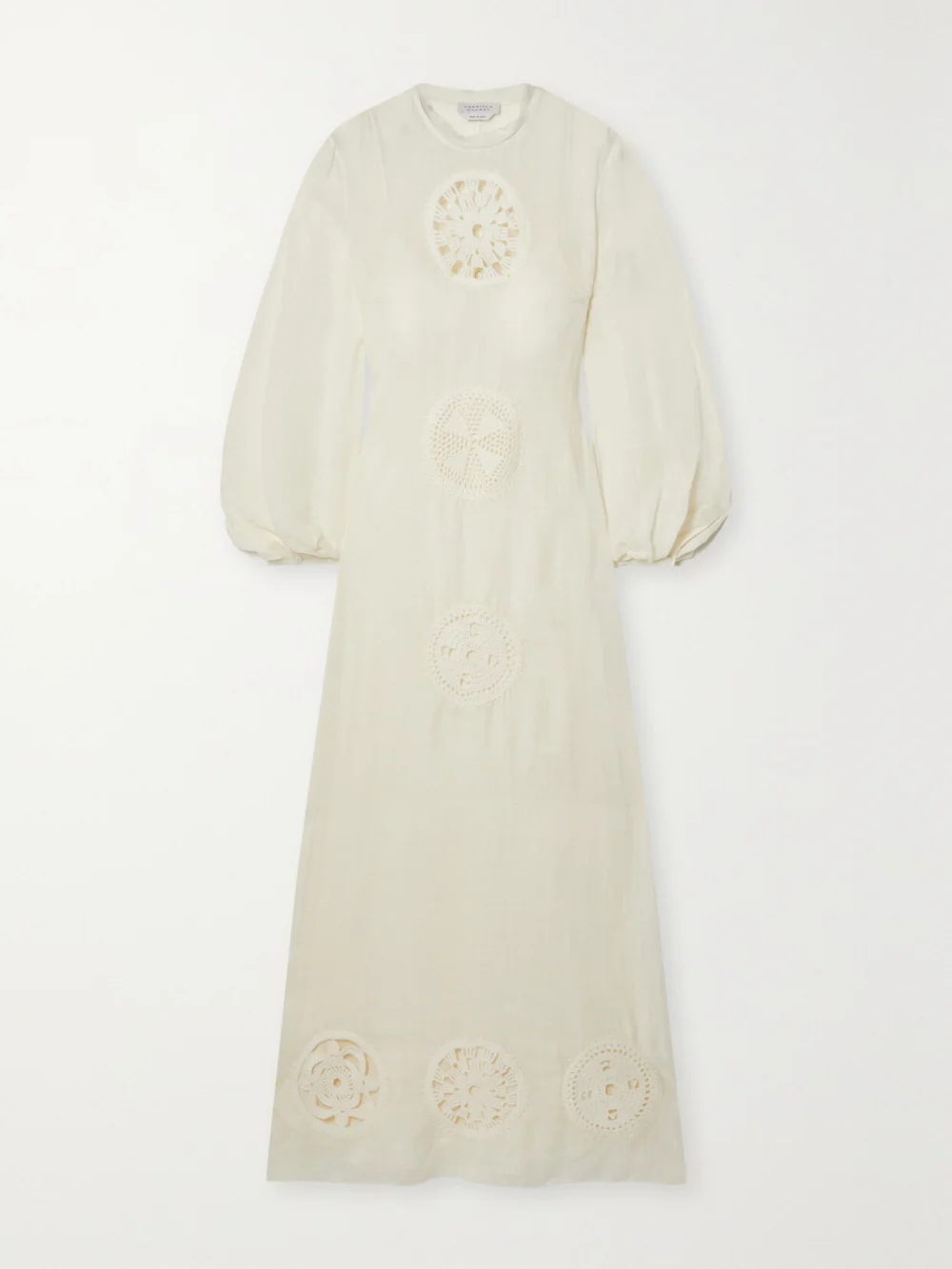 Gabriela Hearst Alex Crochet-trimmed Linen and Silk-blend Gauze Maxi Dress in ivory