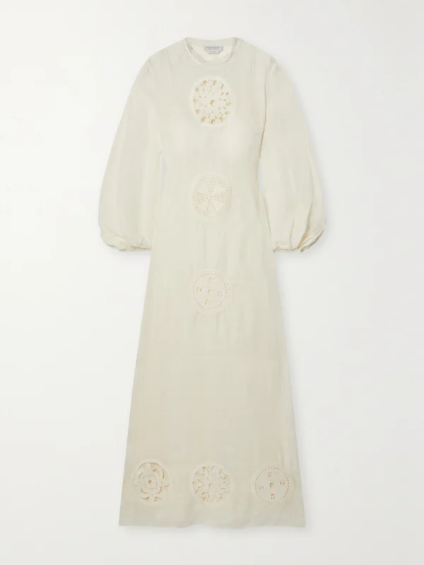 Gabriela Hearst Alex Crochet-trimmed Linen and Silk-blend Gauze Maxi Dress