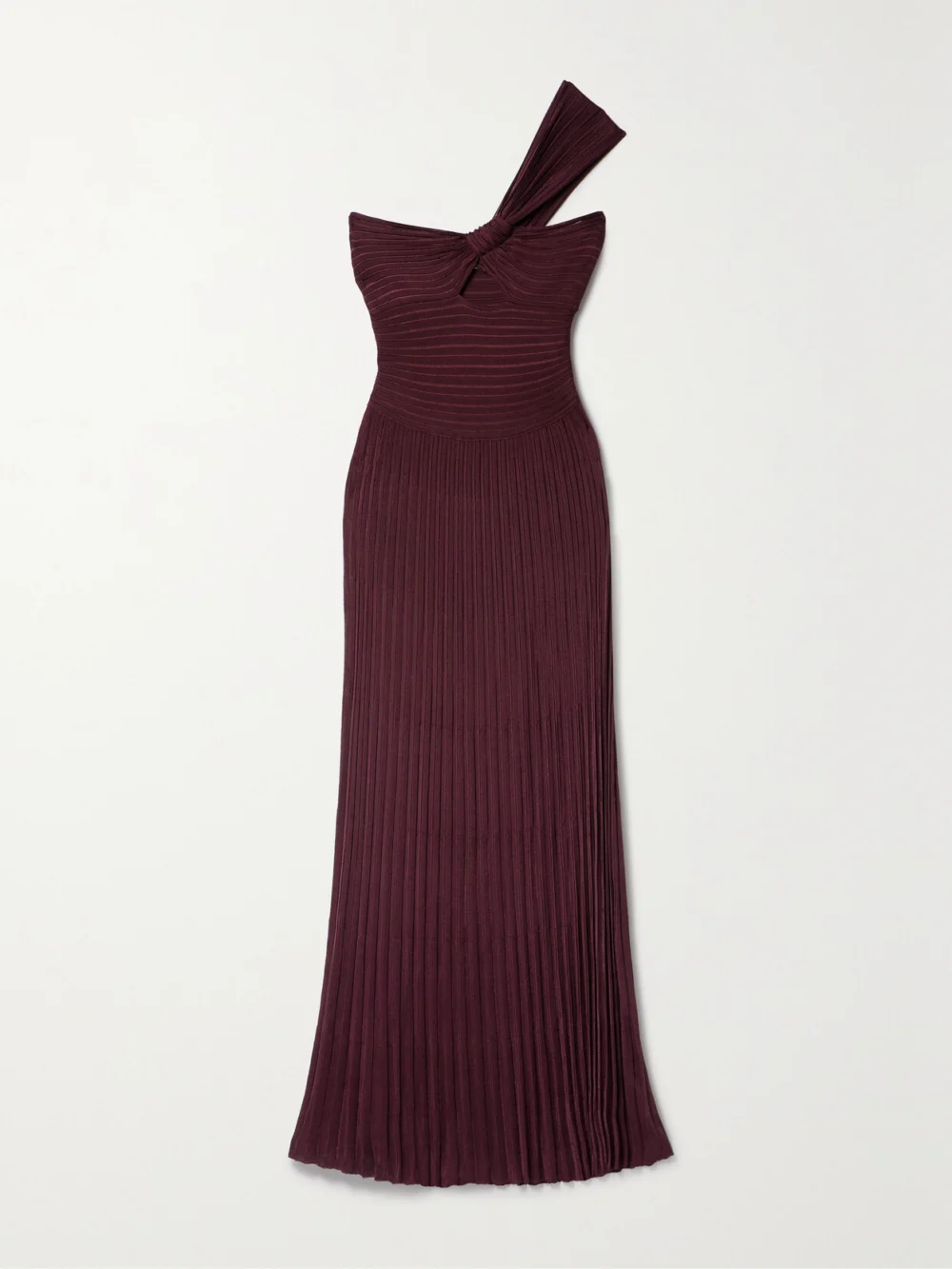 Gabriela Hearst Altura One-shoulder Cutout Ribbed Silk-jersey Maxi Dress in burgundy