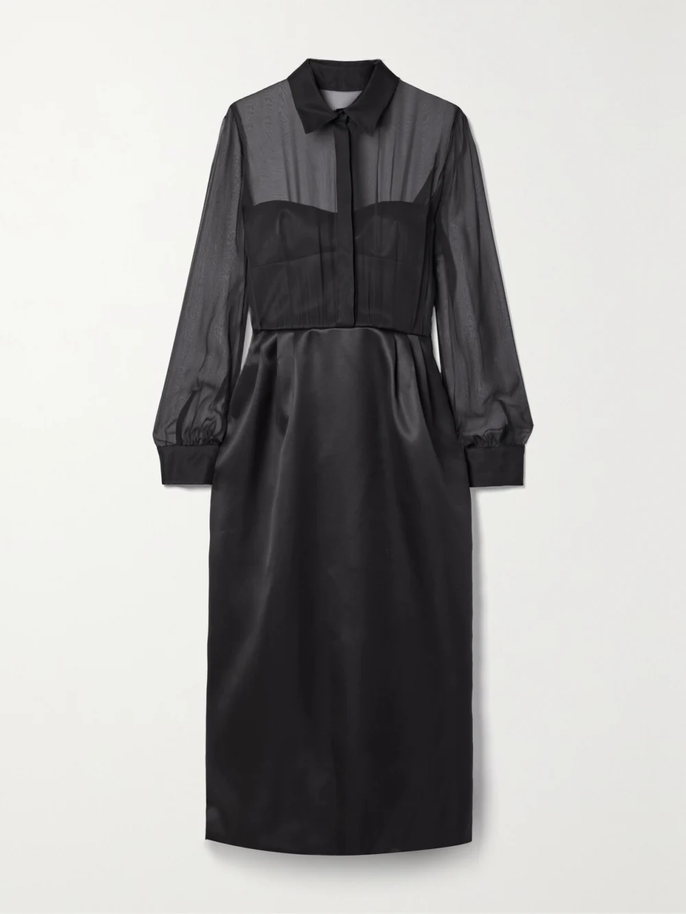 Gabriela Hearst Beatrice Organic Wool and Silk-blend Satin-twill and Silk-chiffon Dress in black