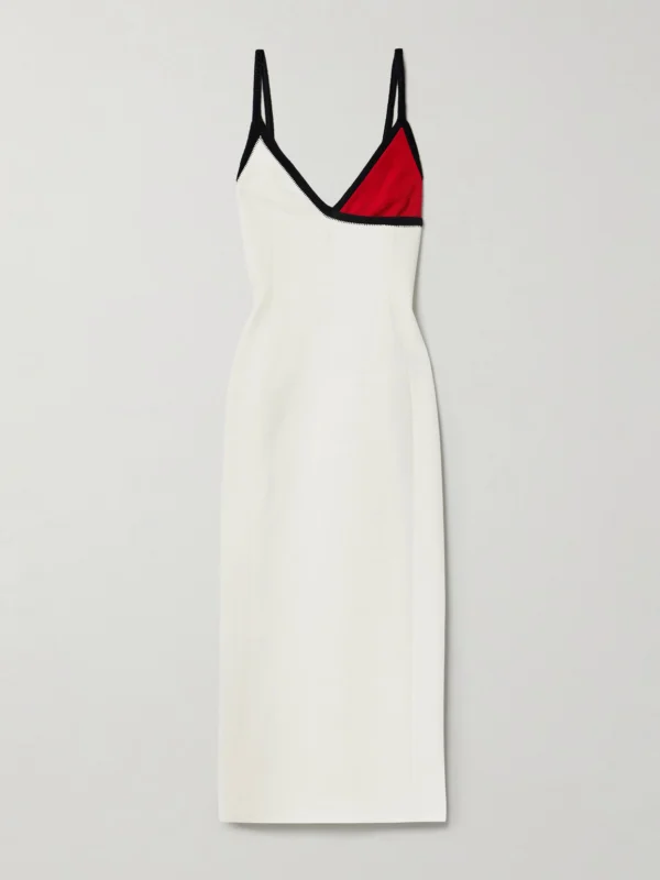 Gabriela Hearst Edina Crochet and Suede-trimmed Wool Midi Dress