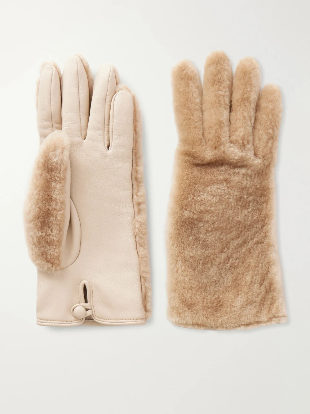 Gabriela Hearst Eglantina Leather-trimmed Shearling Gloves in beige