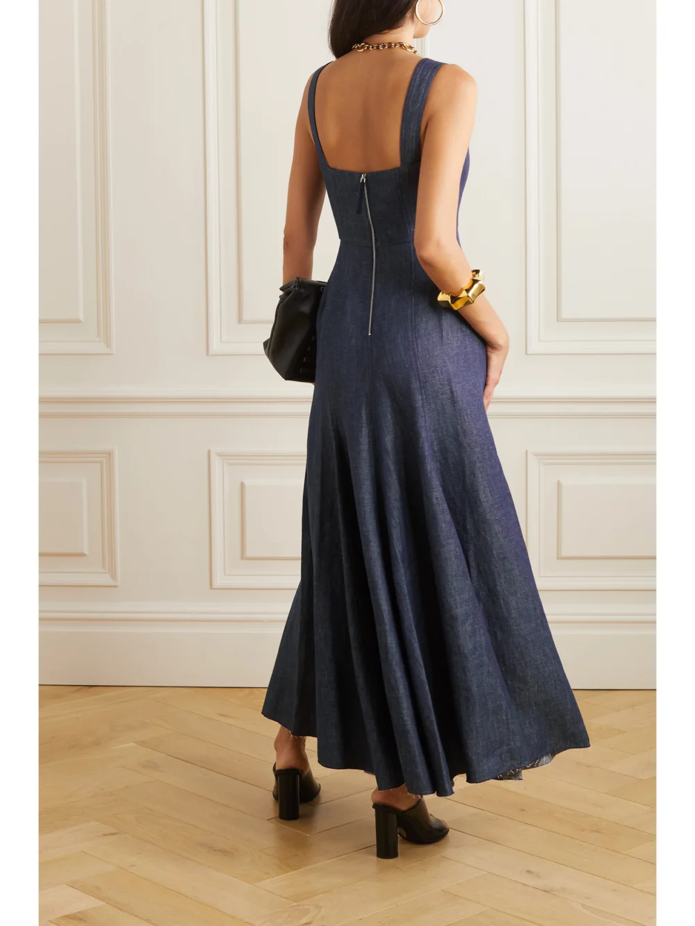 Back view of the Gabriela Hearst Gail Linen-chambray Maxi Dress