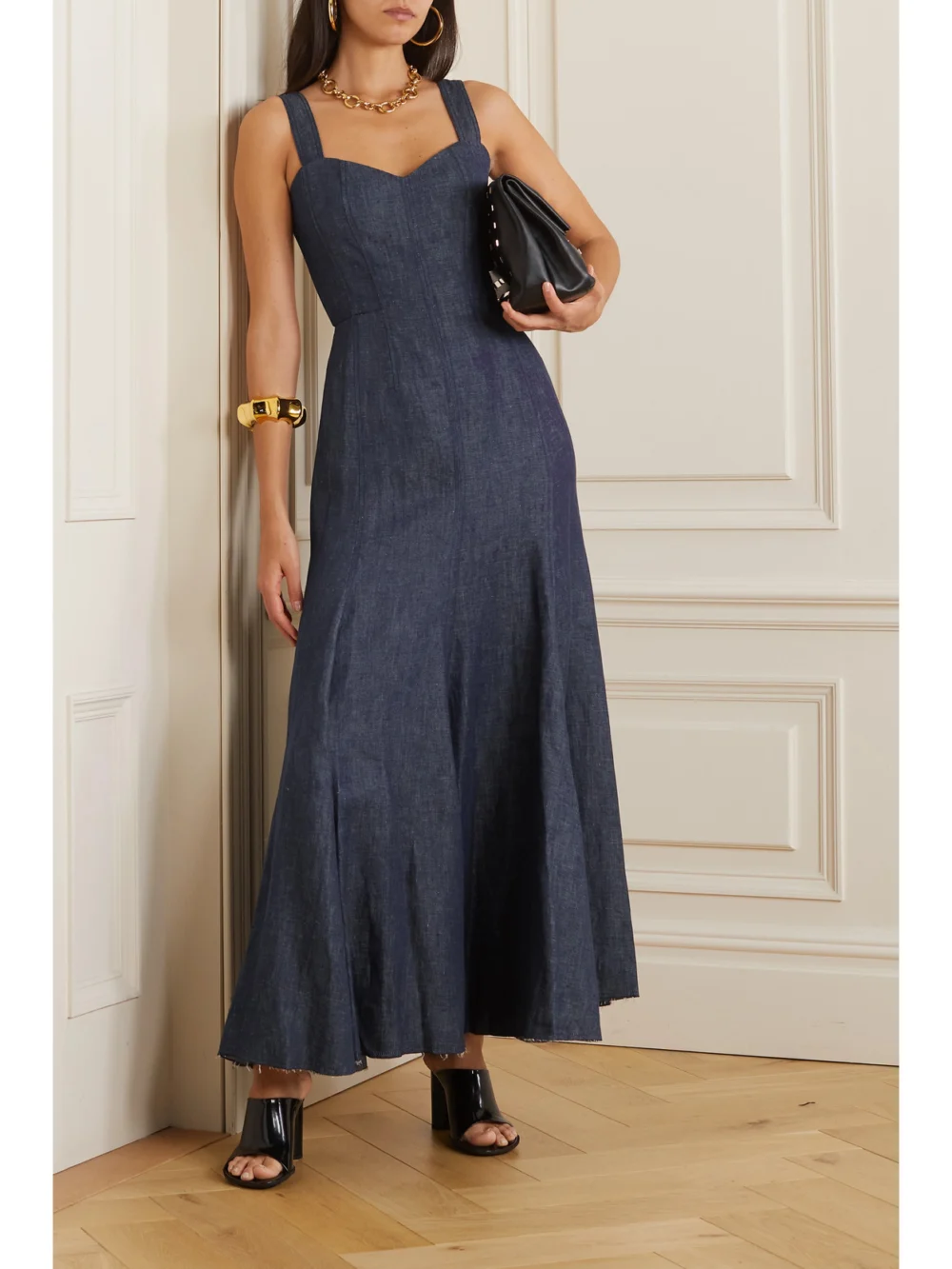 Gabriela Hearst Gail Linen-chambray Maxi Dress, worn by a model