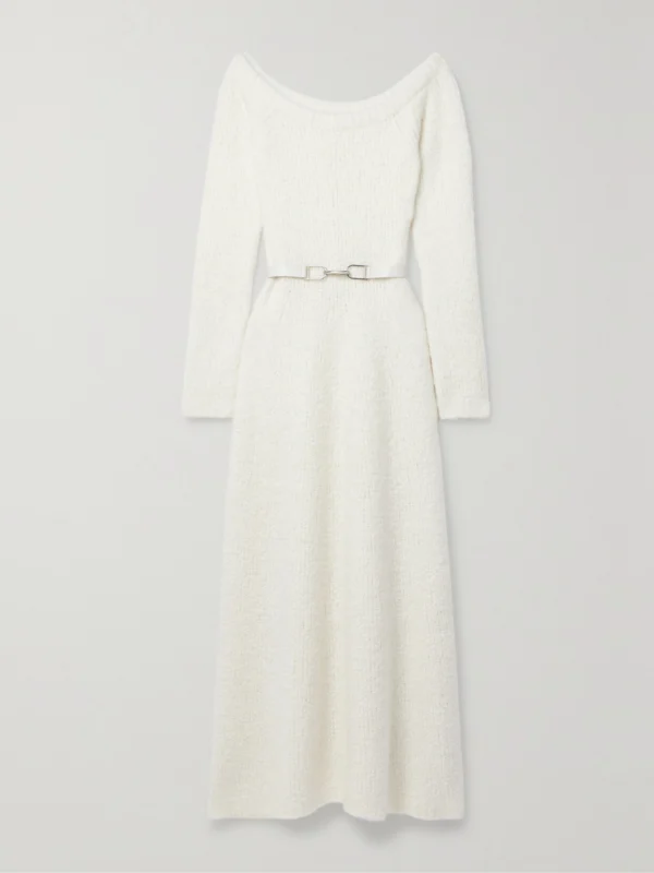 Gabriela Hearst Gertrude Belted Organic Cashmere and Silk-blend Bouclé Maxi Dress