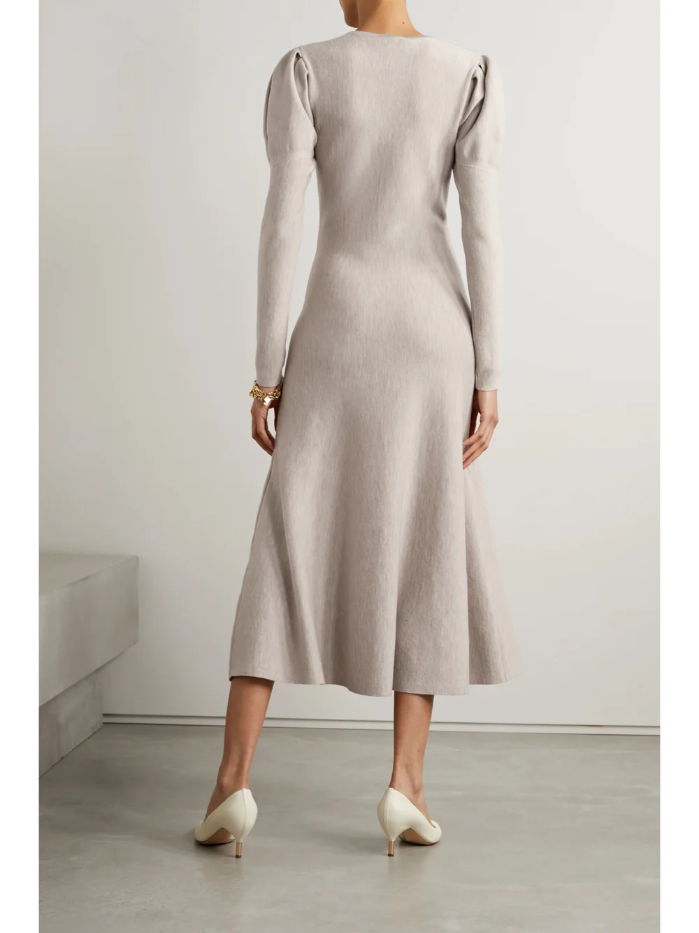 Back view of the Gabriela Hearst Hannah Wool and Cashmere-blend Midi Dress