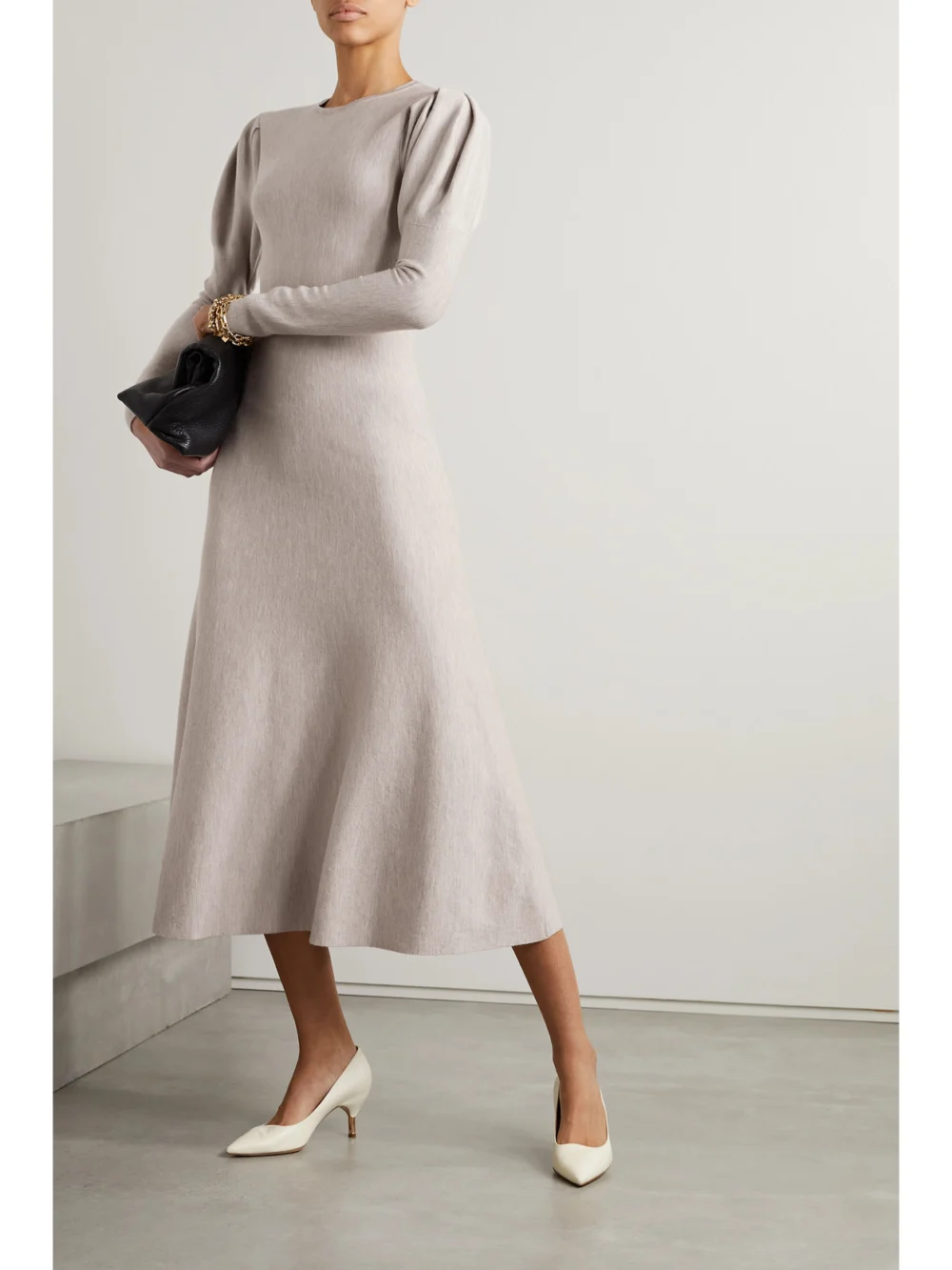 Gabriela Hearst Hannah Wool and Cashmere-blend Midi Dress, worn by a model
