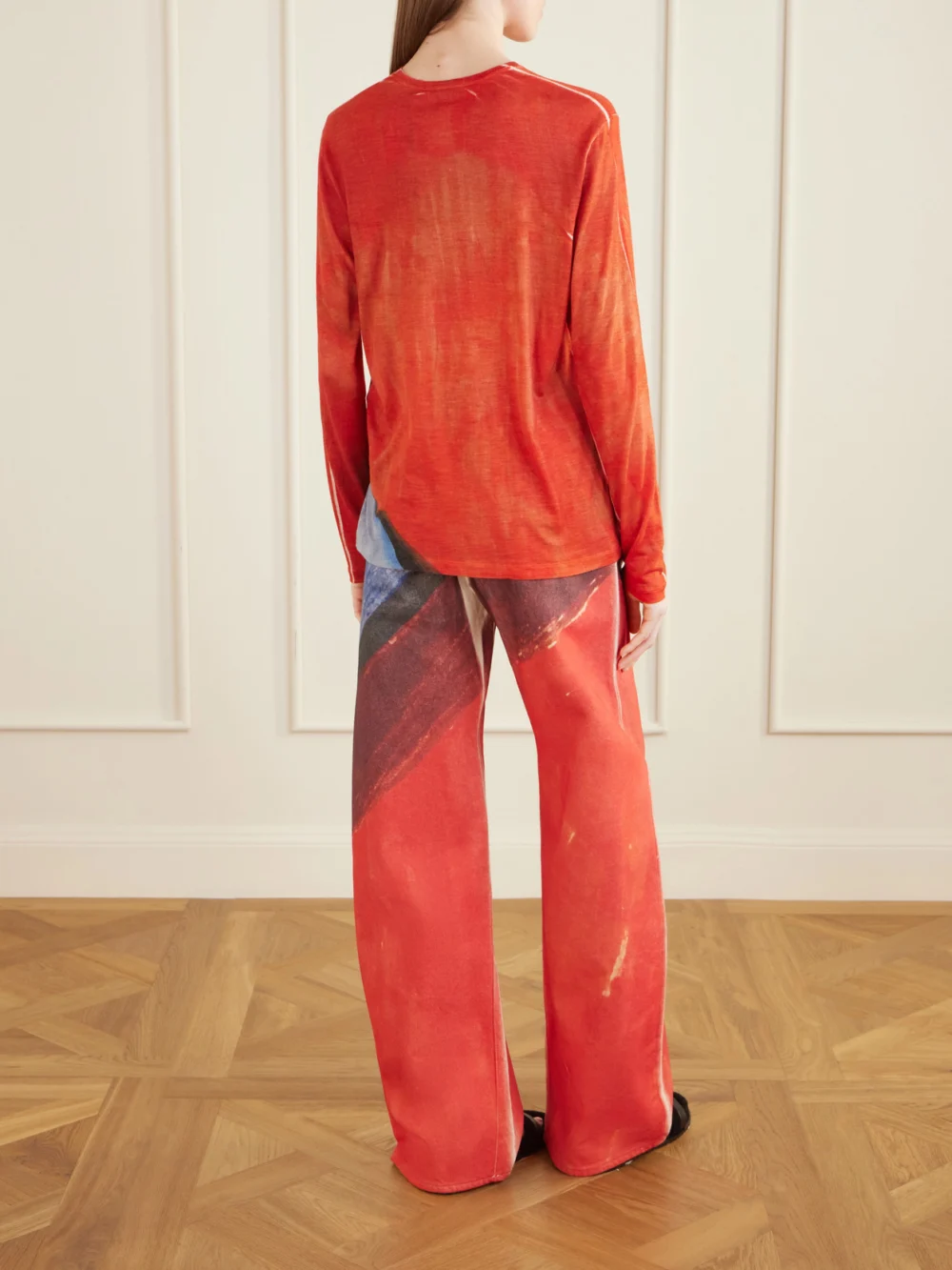 Back view of the Gabriela Hearst Isaro Printed Cashmere Sweatshirt