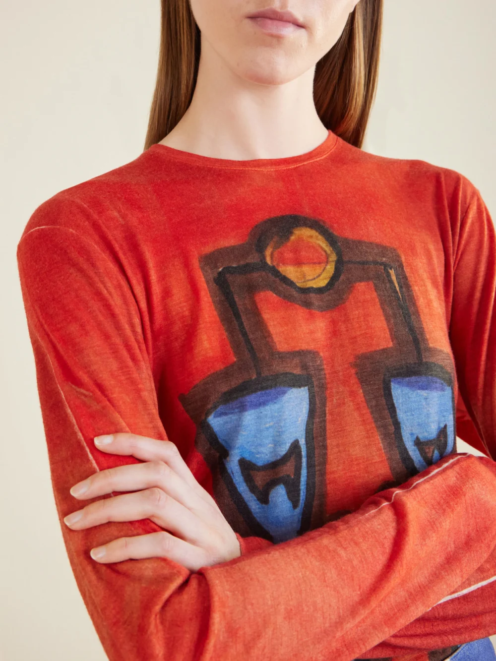 Close-up detail of the Gabriela Hearst Isaro Printed Cashmere Sweatshirt