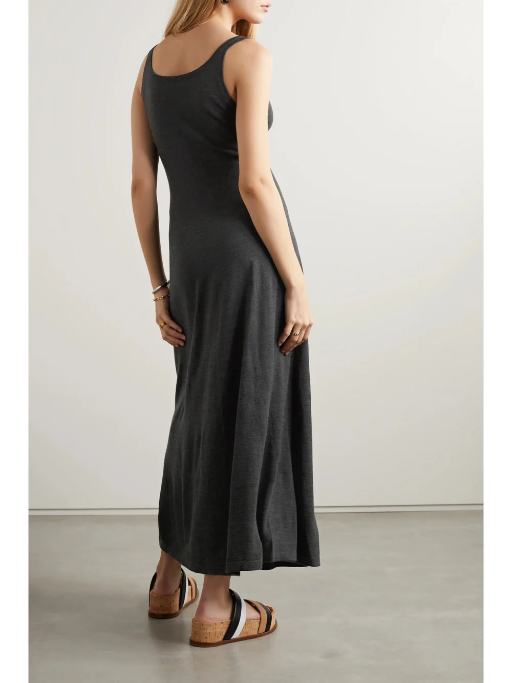 Back view of the Gabriela Hearst Kallie Wool and Silk-blend Jersey Maxi Dress