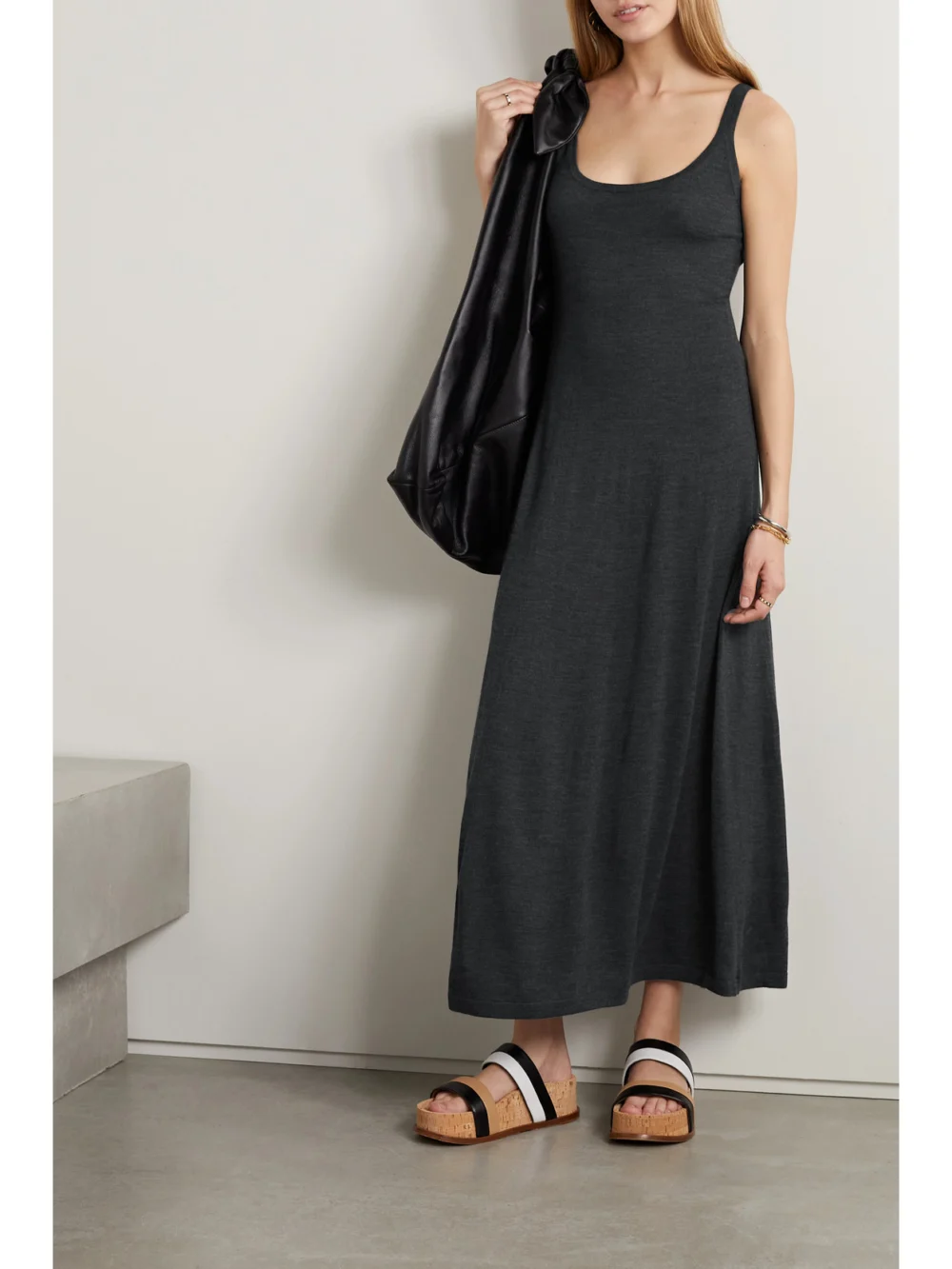 Gabriela Hearst Kallie Wool and Silk-blend Jersey Maxi Dress, worn by a model