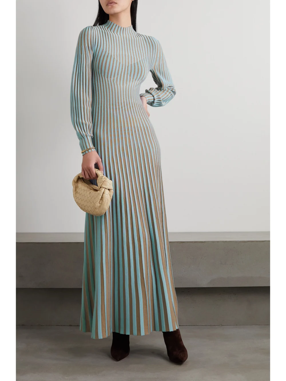 Gabriela Hearst Lee Striped Silk and Cashmere-blend Maxi Dress, worn by a model