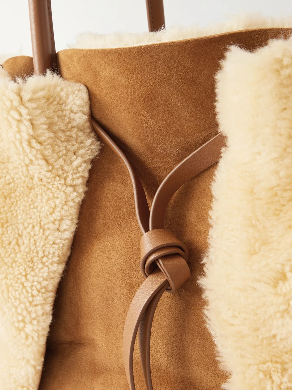 Close-up detail of the Gabriela Hearst Marija Shearling Tote