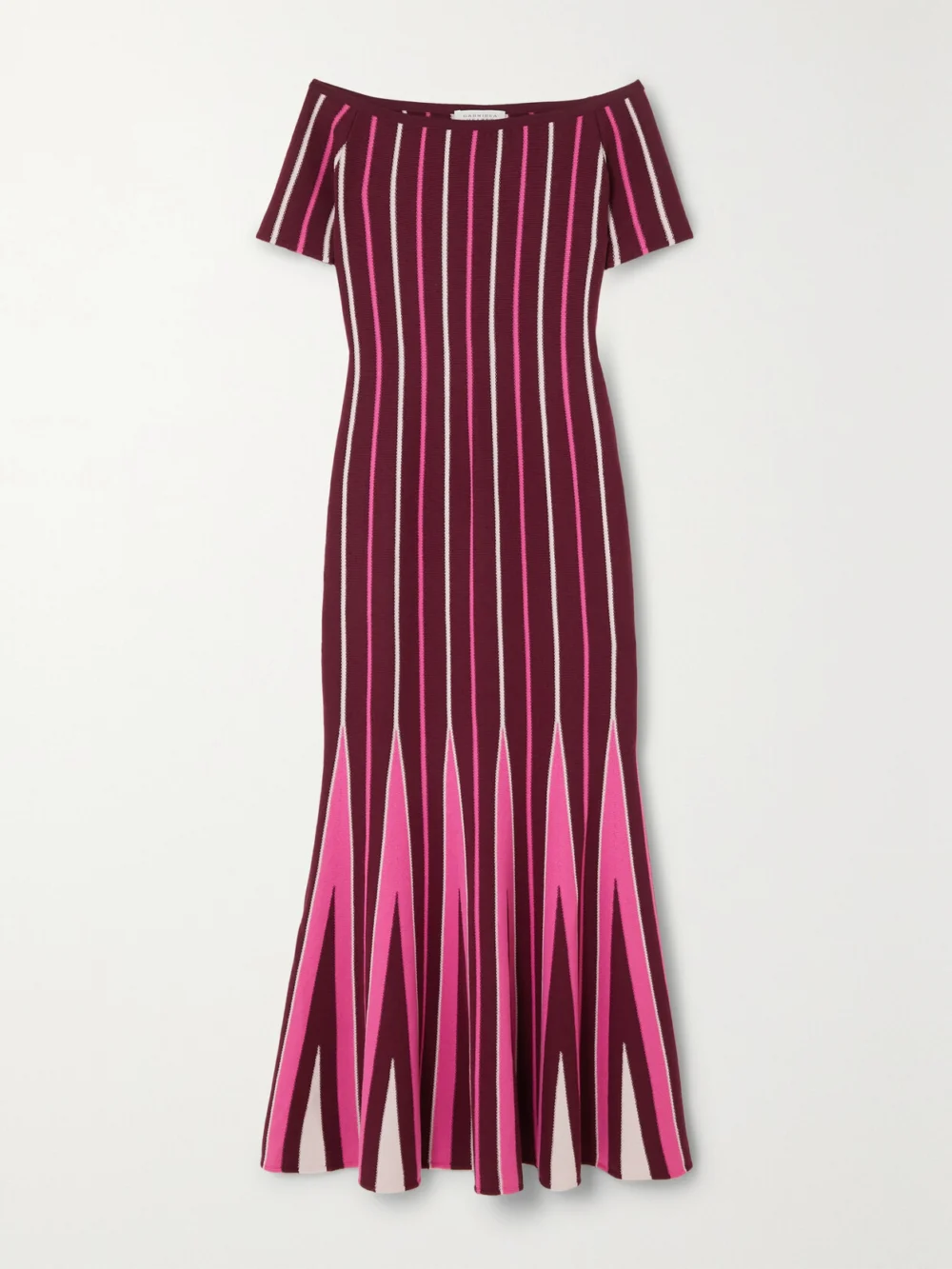 Gabriela Hearst Medea Off-the-shoulder Striped Wool Maxi Dress in pink