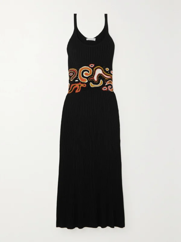 Gabriela Hearst Mila Crochet-paneled Ribbed Cashmere and Silk-blend Maxi Dress