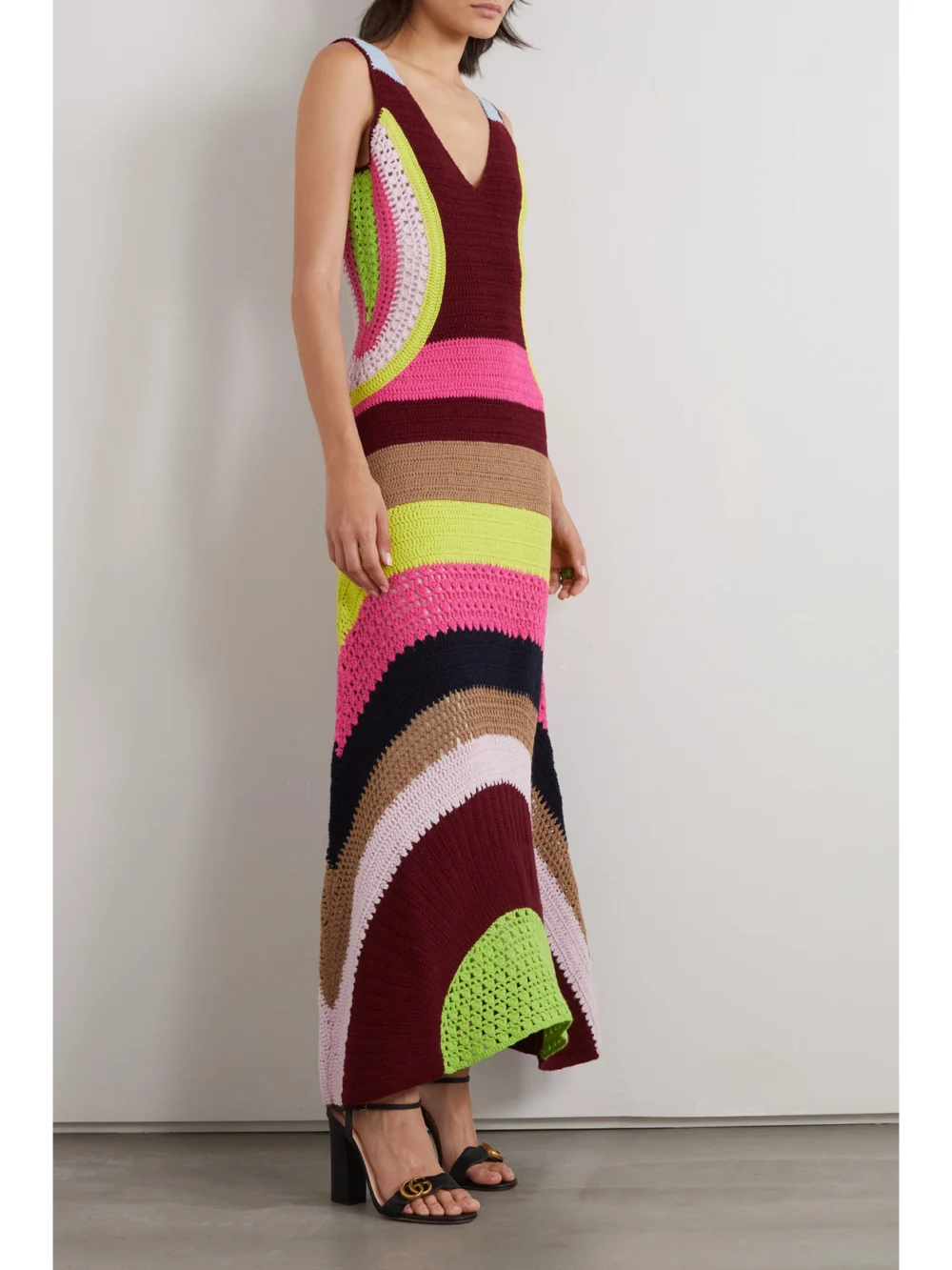 Gabriela Hearst Ocon Striped Wool and Cashmere-blend Maxi Dress, worn by a model