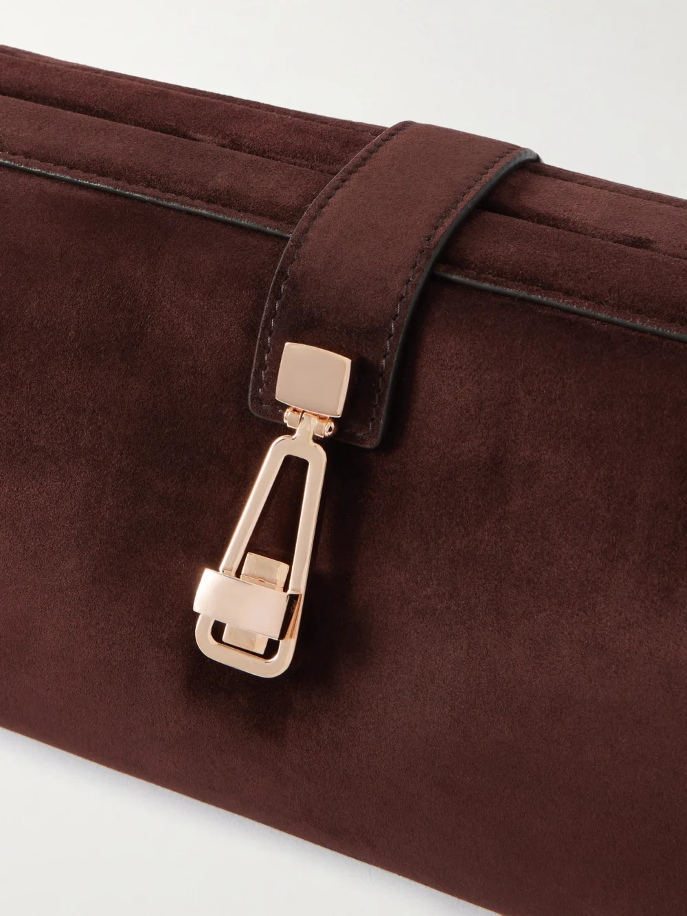 Close-up detail of the Gabriela Hearst Paola Suede Clutch