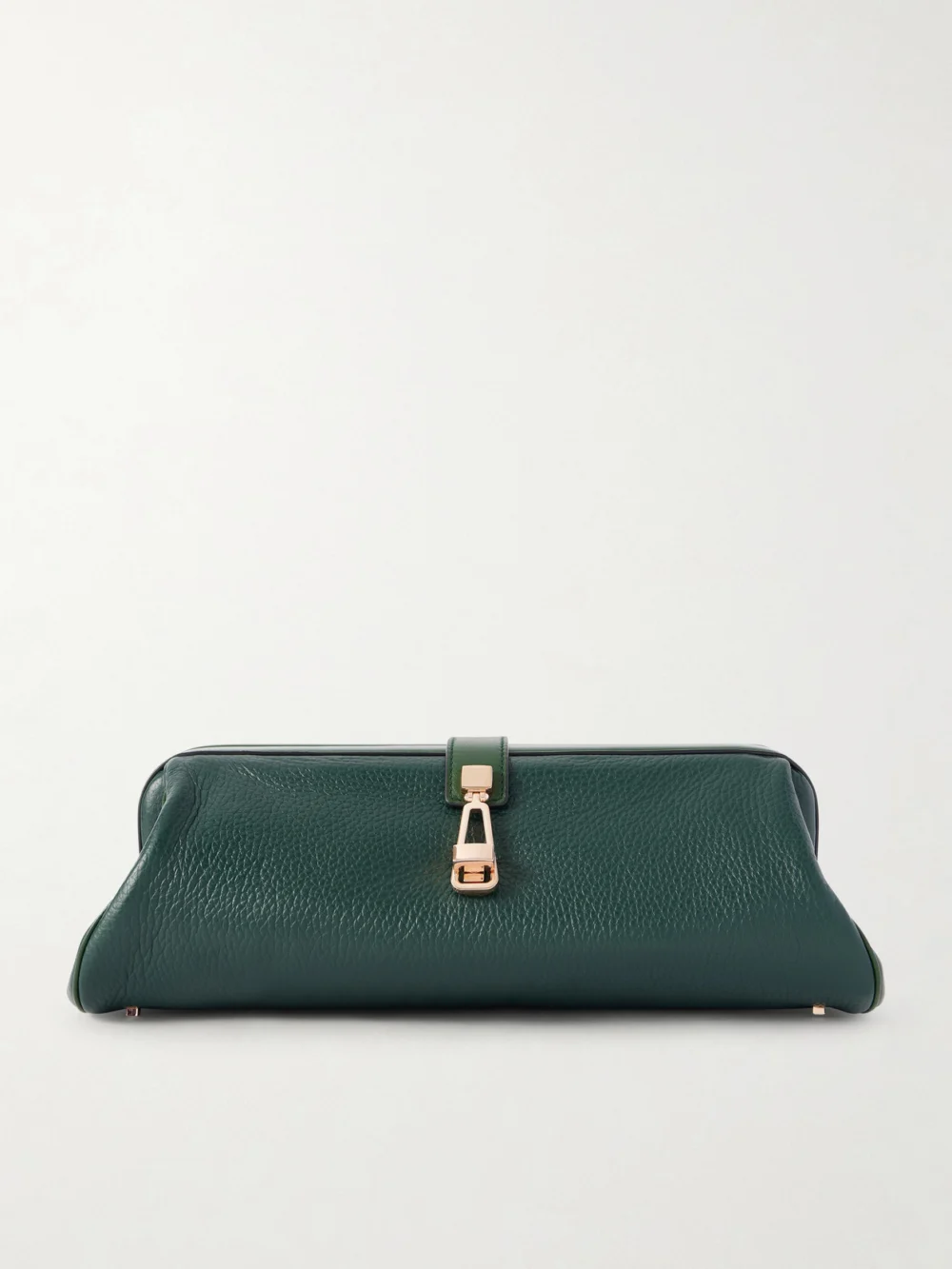 Gabriela Hearst Paola Textured-leather Clutch in dark green