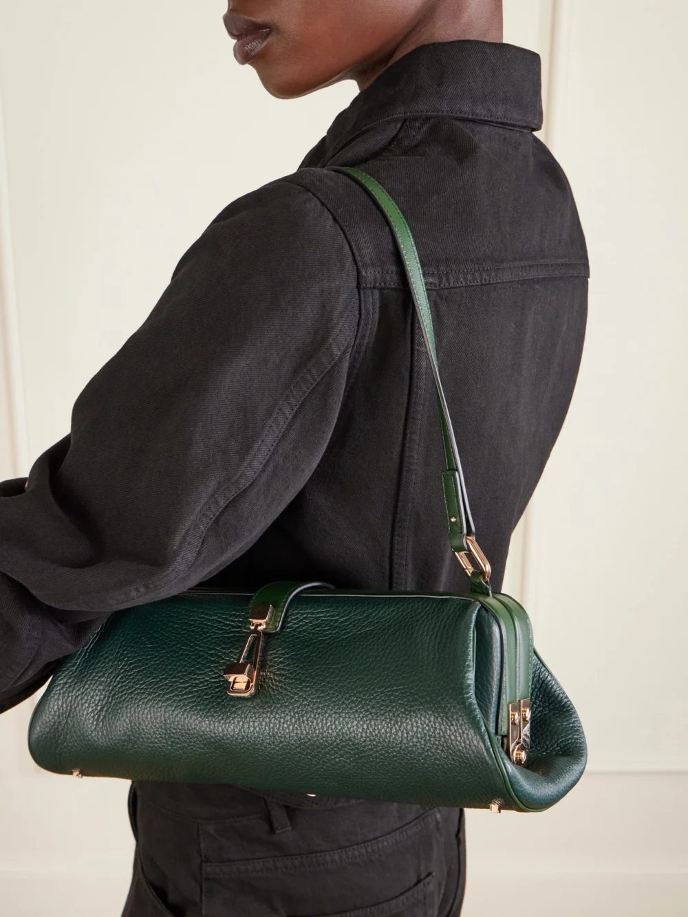 Gabriela Hearst Paola Textured-leather Clutch, styled view